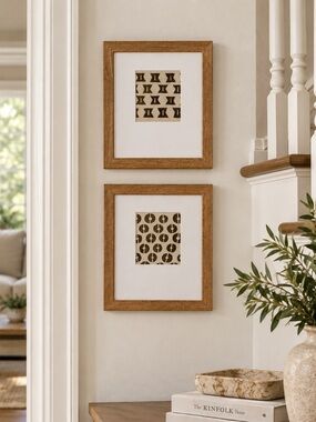 Framed Black/White/Cream Graphic Tribal Prints from Threshold – Set of 2